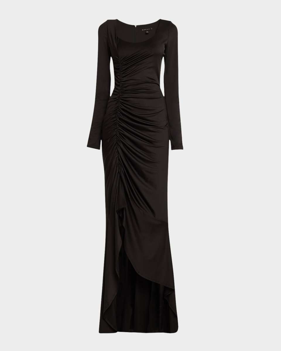 Atlanta Ruched High-Low Jersey Maxi Dress